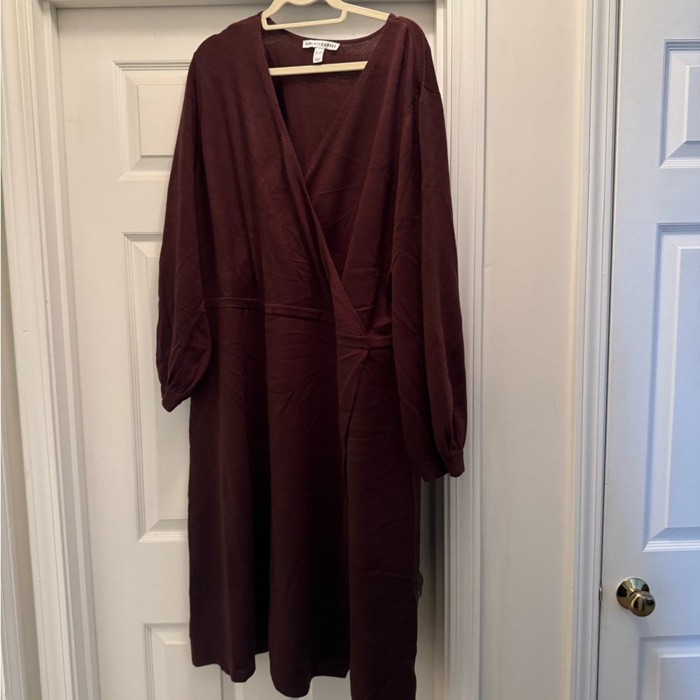 Girl With Curves Faux Wrap Sweater Dress Size 3X